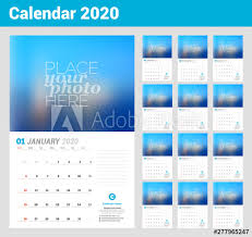Wall Calendar Planner Template For 2020 Year Vector Design