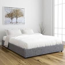 fabric platform bed base light grey