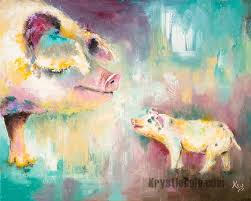 Pig Art On Canvas Or Paper Pig Mom