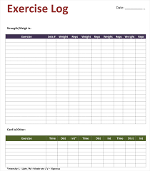 Exercise Log Template 8 Plus Training Sheets