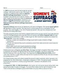 At seneca falls falls convention, the idea of women's suffrage was considered. Women S Suffrage Worksheets Teaching Resources Tpt