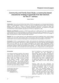 Here are portions of two important. Pdf Community And Family Case Study A Community Based Educational Strategy To Promote Five Star Doctors For The 21 St Century