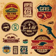 vine gasoline retro signs and labels
