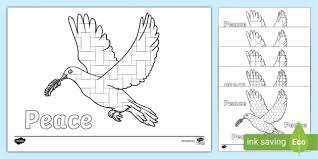 Mosaic Peace Dove Colouring Sheets Dove