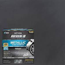rust oleum 299743 rocksolid floor coat garage metallic gunmetal kit
