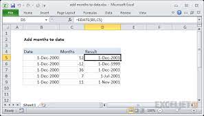 add months to date excel formula