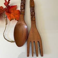 Vintage Wood Fork And Spoon Wall Decor