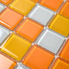 Glass Mosaic Tiles White And Orange