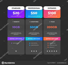 Comparison Table Business Pricing Chart Web Banner Web