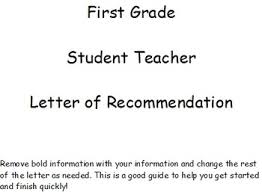 First Grade Student Teacher Letter Of Recommendation By Natalie