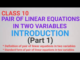 Class 10 Pair Of Linear Equations In