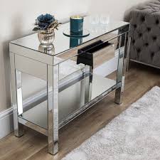 mirrored angled console table all