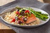 baked salmon with black olive salsa