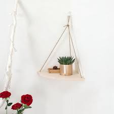 Floating Wood Corner Shelf Hanging