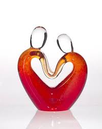 Big Red Glass Heart Sculpture