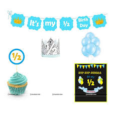 six month blue birthday party kit
