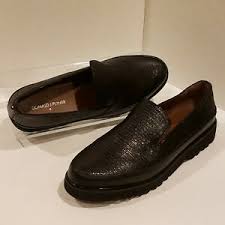 Details About Donald J Pliner Womens Coco Black Crackled Leather Loafers Size 10 M