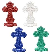 Ceramic Raised Cross Design Decorations 5 125 In Gifts On