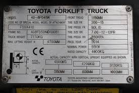 Used Fork Lift Trucks Bs Forklifts Toyota 40 8fd45n