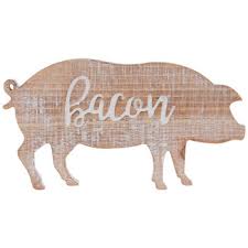 Whitewash Bacon Pig Wood Wall Decor