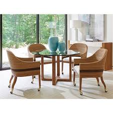 Glass Brown Wood Round Dining Table