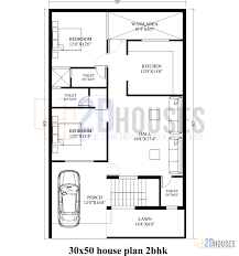 30x50 House Plans 2 Bedrooms With Car