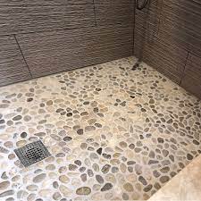 glazed bali cloud pebble tile shower