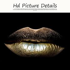 black and gold y lips oil painting