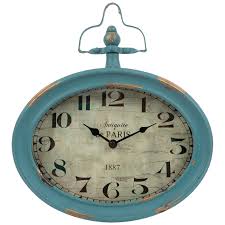 antique turquoise oval metal wall clock