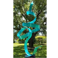 Large Teal Garden Sculpture Modern