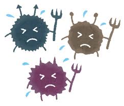 細菌・ばい菌のイラスト「困った顔のキャラクター」 | かわいいフリー ...