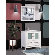 Buy products such as design element mason 30 single sink bathroom vanity at walmart and save. Vanity Art Brescia 30 Inch Bathroom Vanity In White With Single Basin Vanity Top In White The Home Depot Canada
