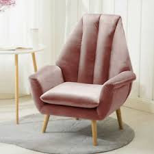 Kick back in an occasional chair that has plush rolled arm and a deep, cozy seat, or make a statement with a curvy bergère chair that would have been as at home in. Blush Pink High Back Upholstered Armchair With Oak Legs Living Room Furniture Ebay