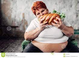 Fette Frau Sitzt Im Stuhl Und Isst Das Sandwich, Bulimisch Stockbild - Bild  von hamburger, karosserie: 108228871