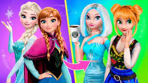 Elsa và Anna ở Thế Giới Hiện Đại / 10 Mẹo Tự Làm Búp Bê Frozen - YouTube
