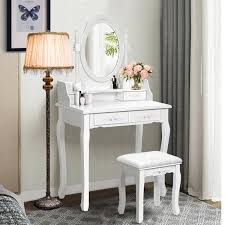 forclover 4 drawer white makeup vanity