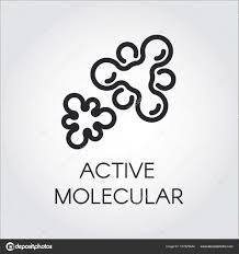 Vector Contour Label Of Active Molecular Structure Logo In Outline