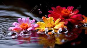 colorful flowers in water background