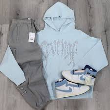 Revenge XXXTentacion Heartbreak Bejeweled Hoodie Baby Blue Size: L $140  Supreme Nike Sweatpants Heather Grey Size: S $200 Nigel Sylvester x Air  Ship 'Bike Air' Size: 11 $100 Now available in store