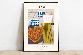 Fika Poster Food Art Print Swedish