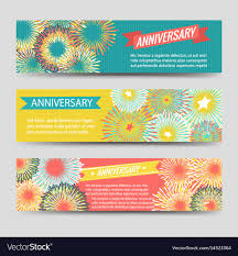 Colorful Anniversary Banners With Fireworks Vector Image