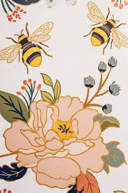 wild honey wallpaper bees and flowers