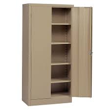 Keep your important documents protected and well organized with select a filing cabinet with features like locking drawers for increased security or casters for mobility. Edsal 72 In H X 36 In W X 24 In D 5 Shelf Steel Freestanding Storage Cabinet In Tan 7005tn The Home Depot