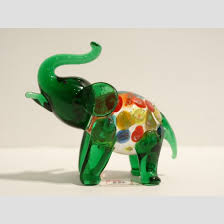 Elephant Green Glass Figure With