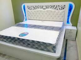 modern white wooden double bed size