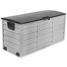 Barton 17 In X 43 In 63 29 Gal High Density Large All Weather Uv Outdoor Patio Storage Gray And Black Deck Box Gray Black