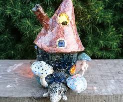Ceramic Fairy House Mushrooms Figurines