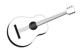 acoustic guitar black and white 2d line