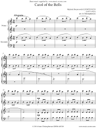 Carol Of The Bells Leontovich Sheet Music - Leontovich. Carol of the Bells - Piano Duet A minor classical sheet music