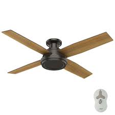 Hunter Dempsey 52 In Low Profile No Light Indoor Noble Bronze Ceiling Fan With Remote 59449 The Home Depot